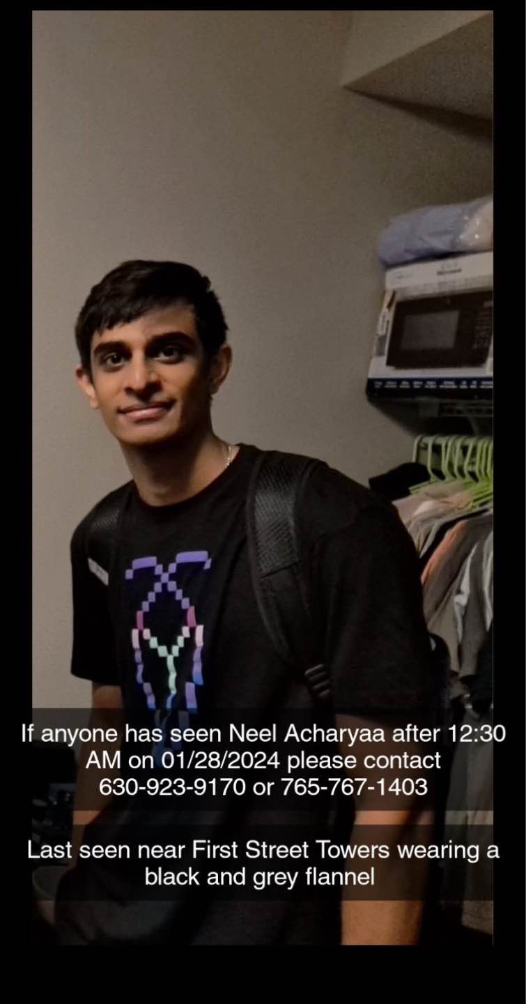 Indian Student Neel Acharya Missing from Purdue University