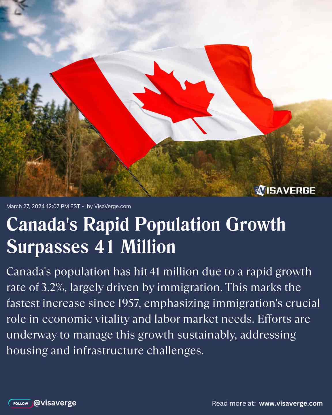 Canada's Rapid Population Growth Surpasses 41 Million