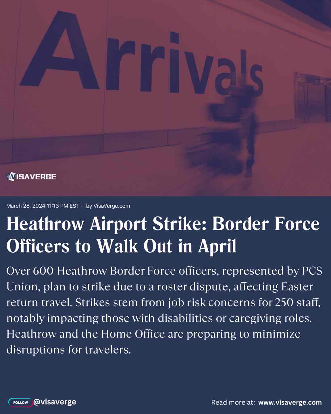 Heathrow Airport Strike: Border Force Officers to Walk Out in April