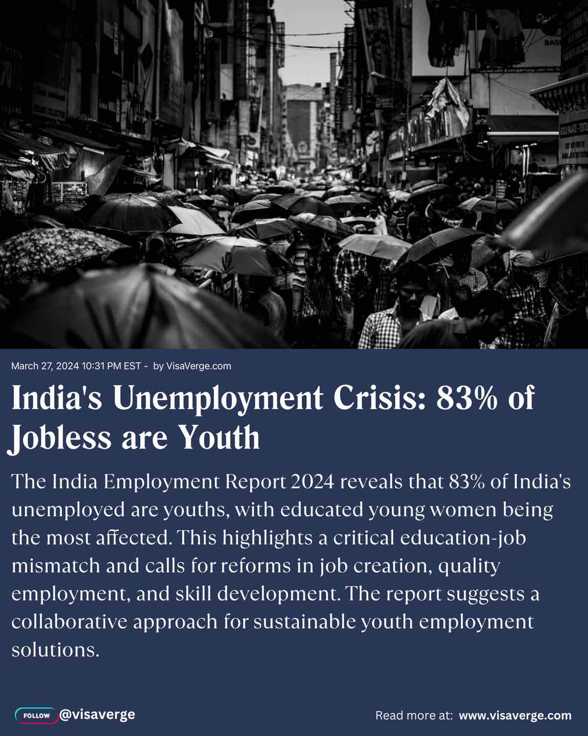 India's Unemployment Crisis: 83% of Jobless are Youth