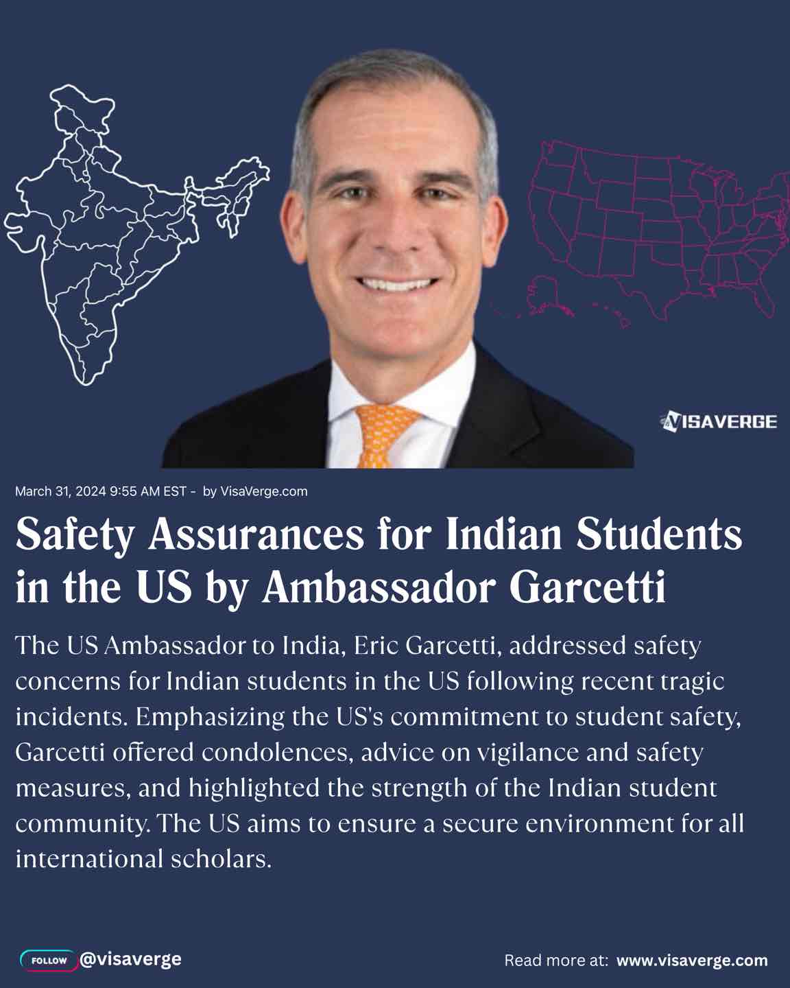 Safety Assurances for Indian Students in the US by Ambassador Garcetti
