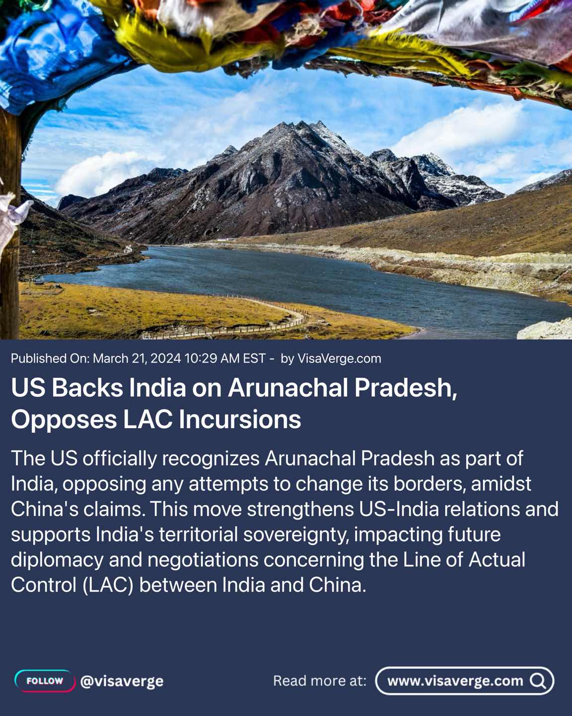 US Backs India on Arunachal Pradesh, Opposes LAC Incursions