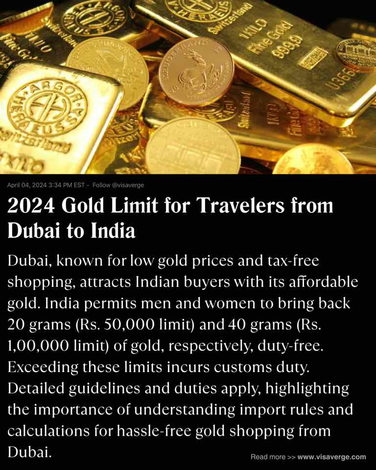 2024 Gold Limit for Travelers from Dubai to India