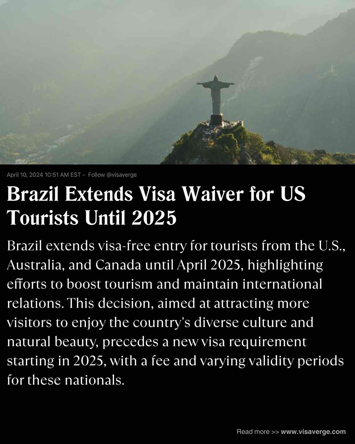 Brazil Extends Visa Waiver for US Tourists Until 2025