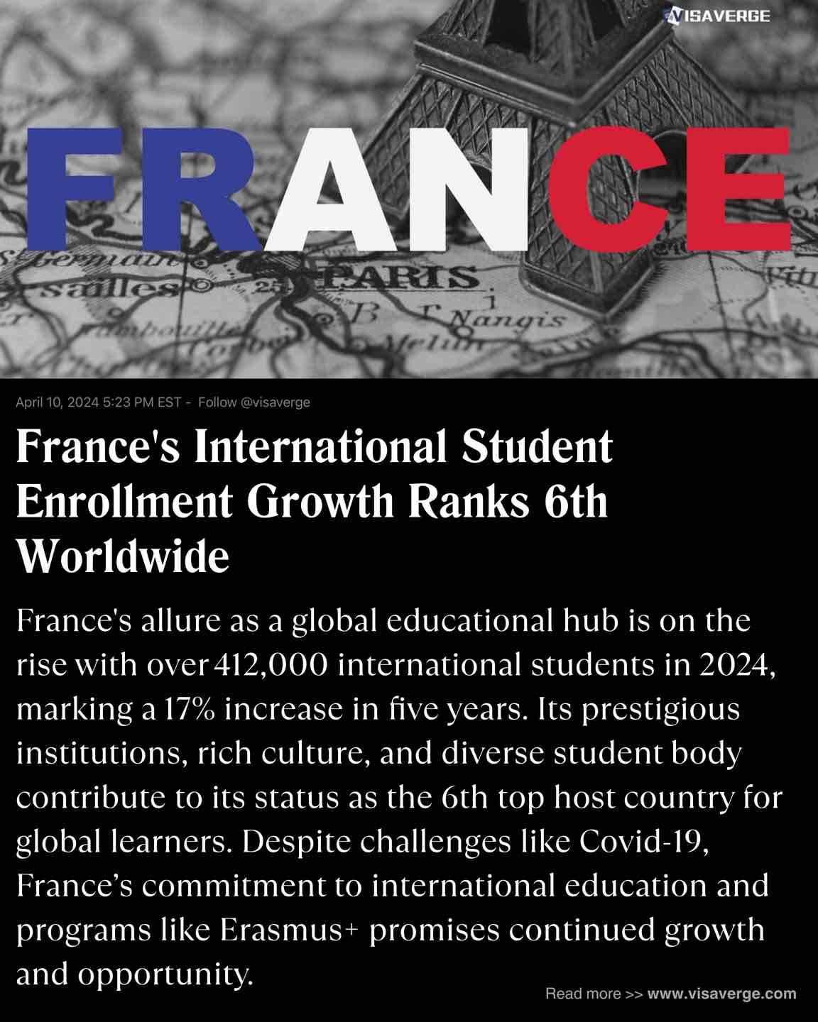 France's International Student Enrollment Growth Ranks 6th Worldwide