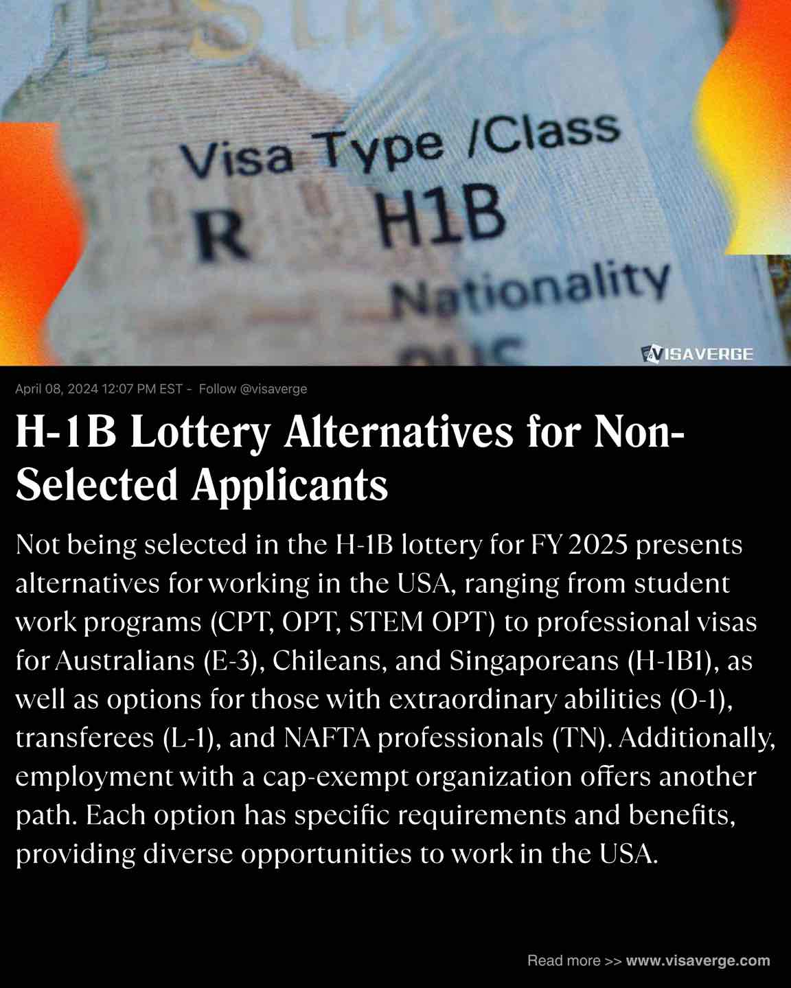 Alternativas de la Lotería H-1B para Solicitantes No Seleccionados Alternativas de la Lotería H-1B para Solicitantes No Seleccionados