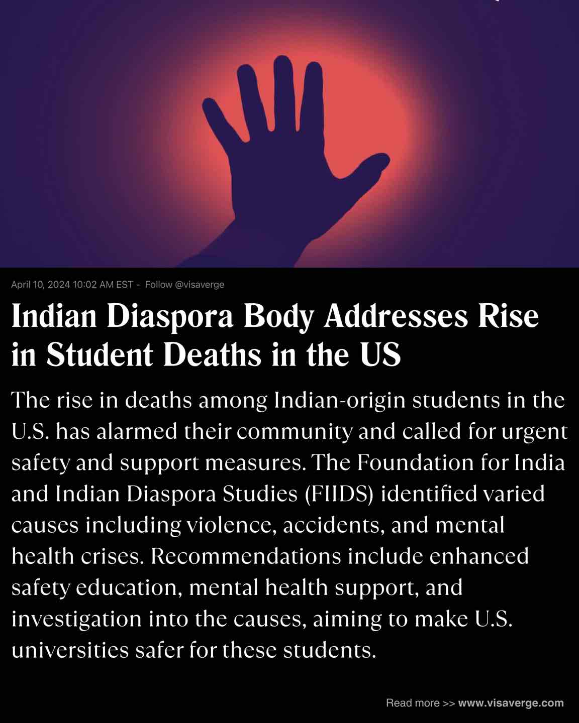 Indian Diaspora Body Addresses Rise in Student Deaths in the US Indian Diaspora Body Addresses Rise in Student Deaths in the US
