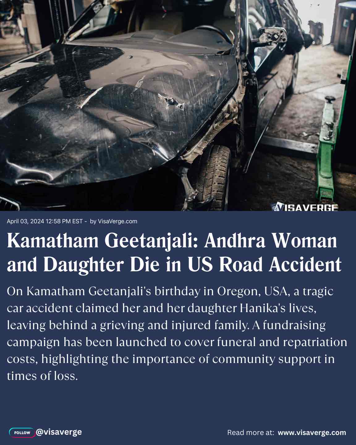 Kamatham Geetanjali: Andhra Woman and Daughter Die in US Road Accident