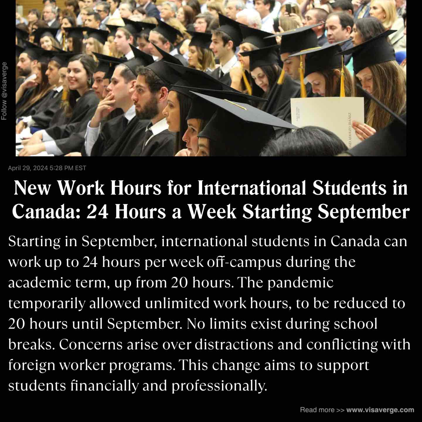 New Work Hours for International Students in Canada: 24 Hours a Week Starting September
