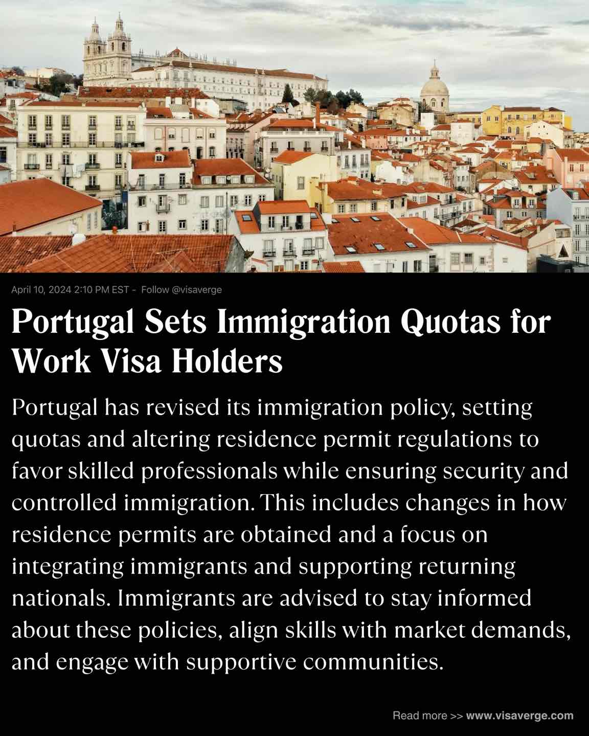 Portugal Sets Immigration Quotas for Work Visa Holders