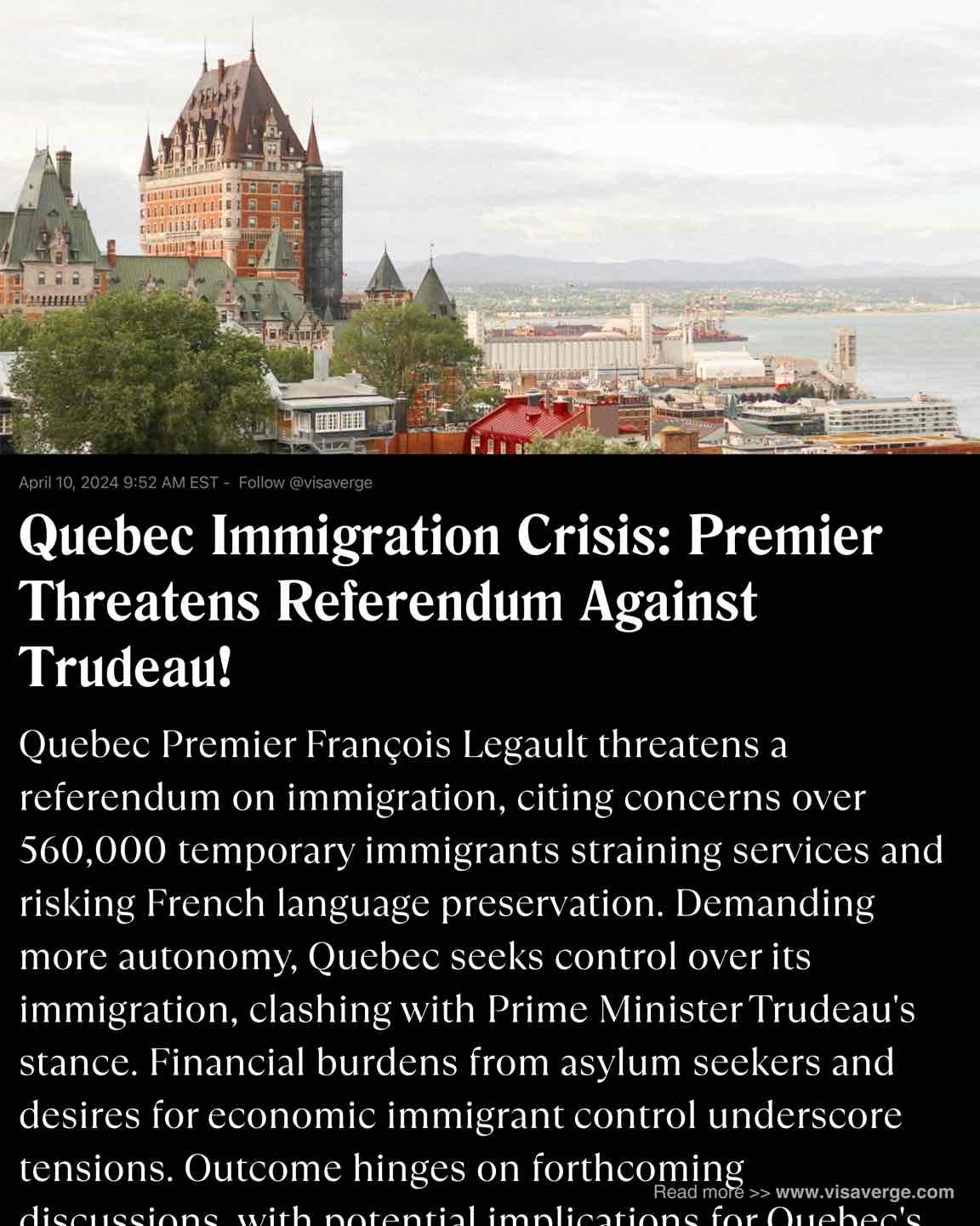 Quebec Immigration Crisis: Premier Threatens Referendum Against Trudeau! Quebec Immigration Crisis: Premier Threatens Referendum Against Trudeau!