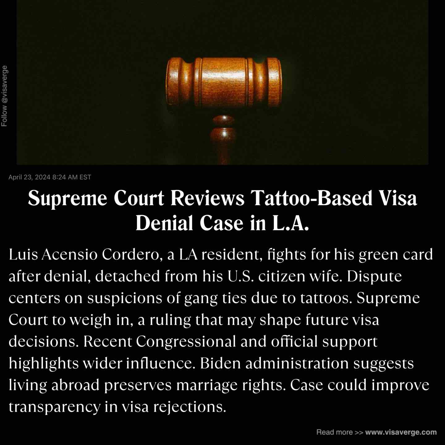 Supreme Court Reviews Tattoo-Based Visa Denial Case in L.A.