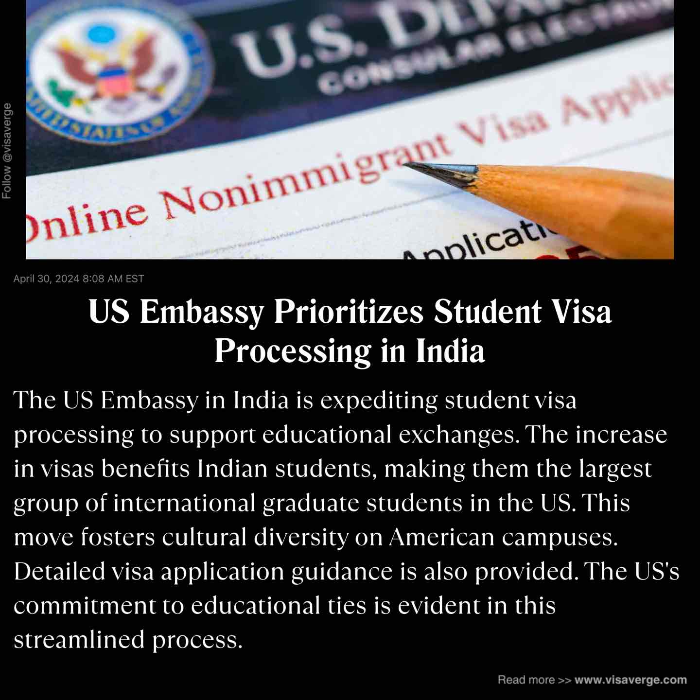 US Embassy Prioritizes Student Visa Processing in India US Embassy Prioritizes Student Visa Processing in India