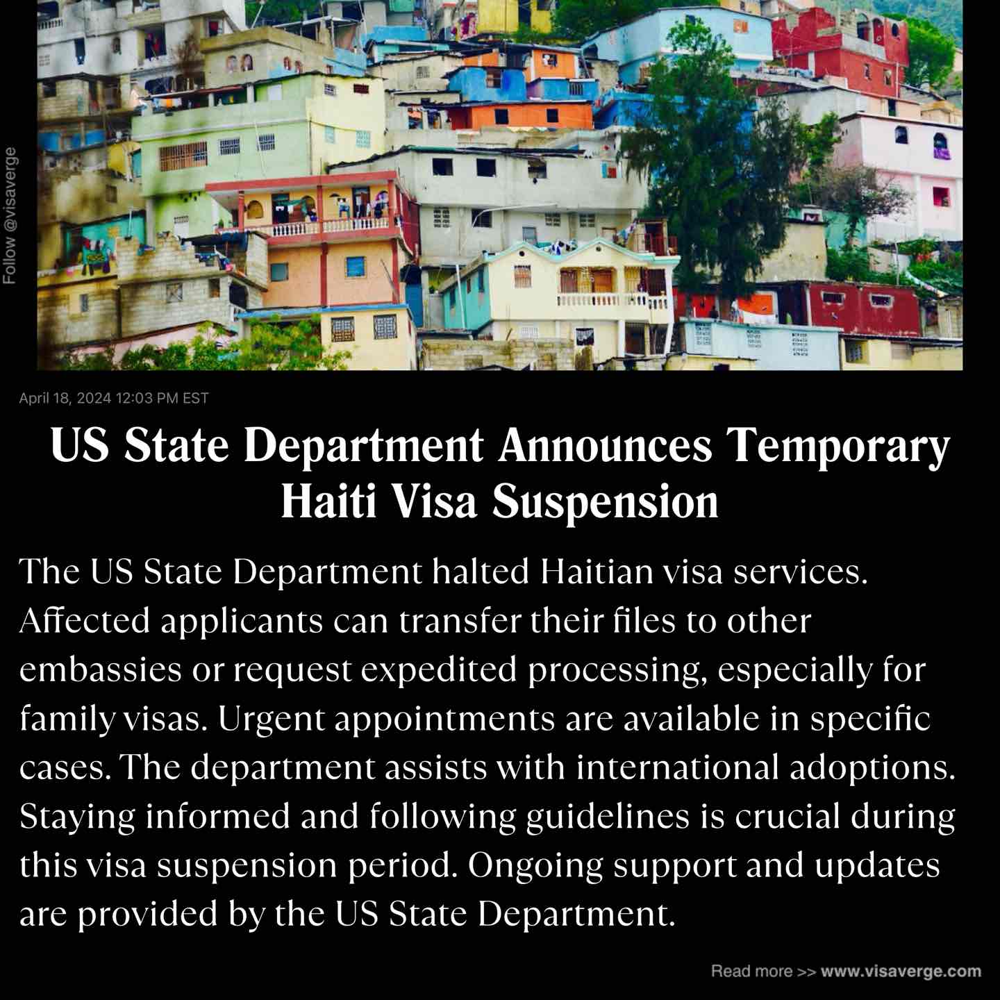 Departamento de Estado de EE. UU. Anuncia Suspensión Temporal de Visas en Haití Departamento de Estado de EE. UU. Anuncia Suspensión Temporal de Visas en Haití
