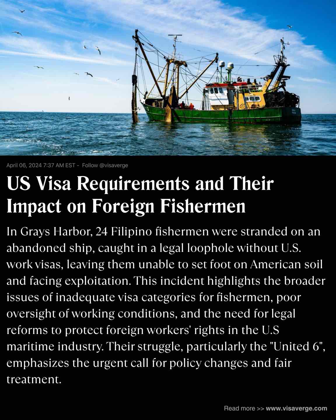 Requisitos de Visa de EE. UU. y su Impacto en los Pescadores Extranjeros Requisitos de Visa de EE. UU. y su Impacto en los Pescadores Extranjeros
