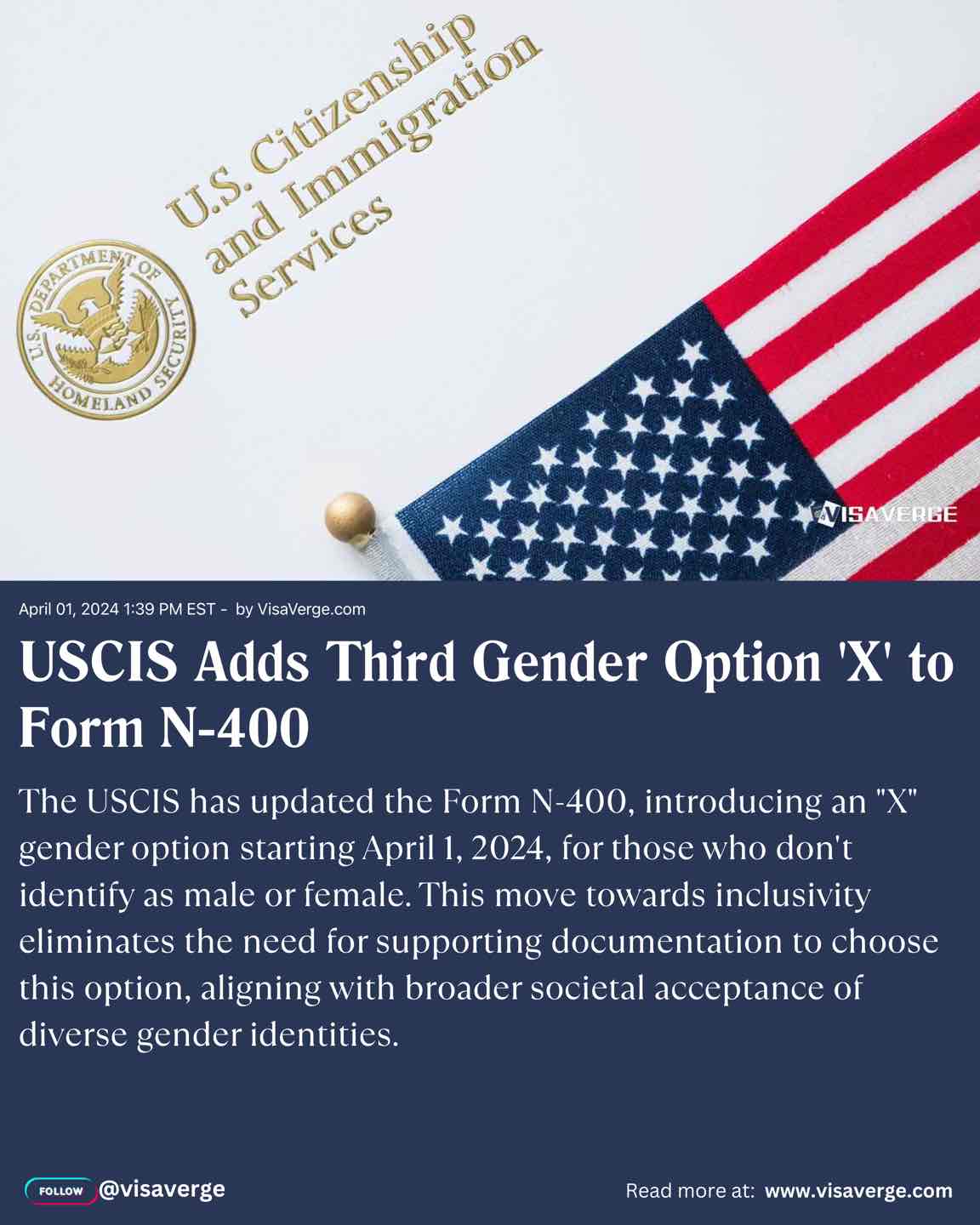 USCIS agrega la Tercera Opción de Género 'X' al Formulario N-400