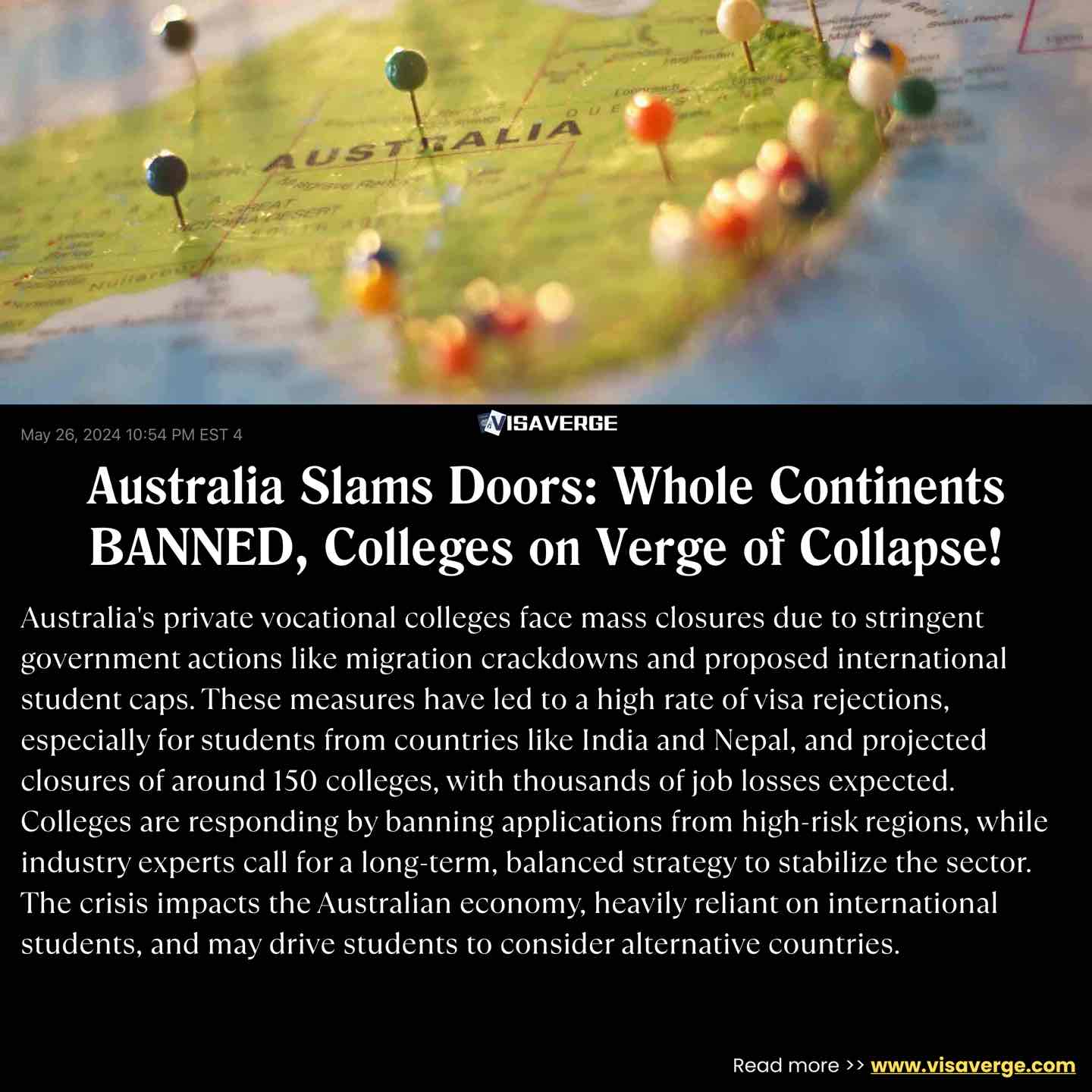 Australia Slams Doors: Whole Continents BANNED, Colleges on Verge of Collapse! Australia Slams Doors: Whole Continents BANNED, Colleges on Verge of Collapse!