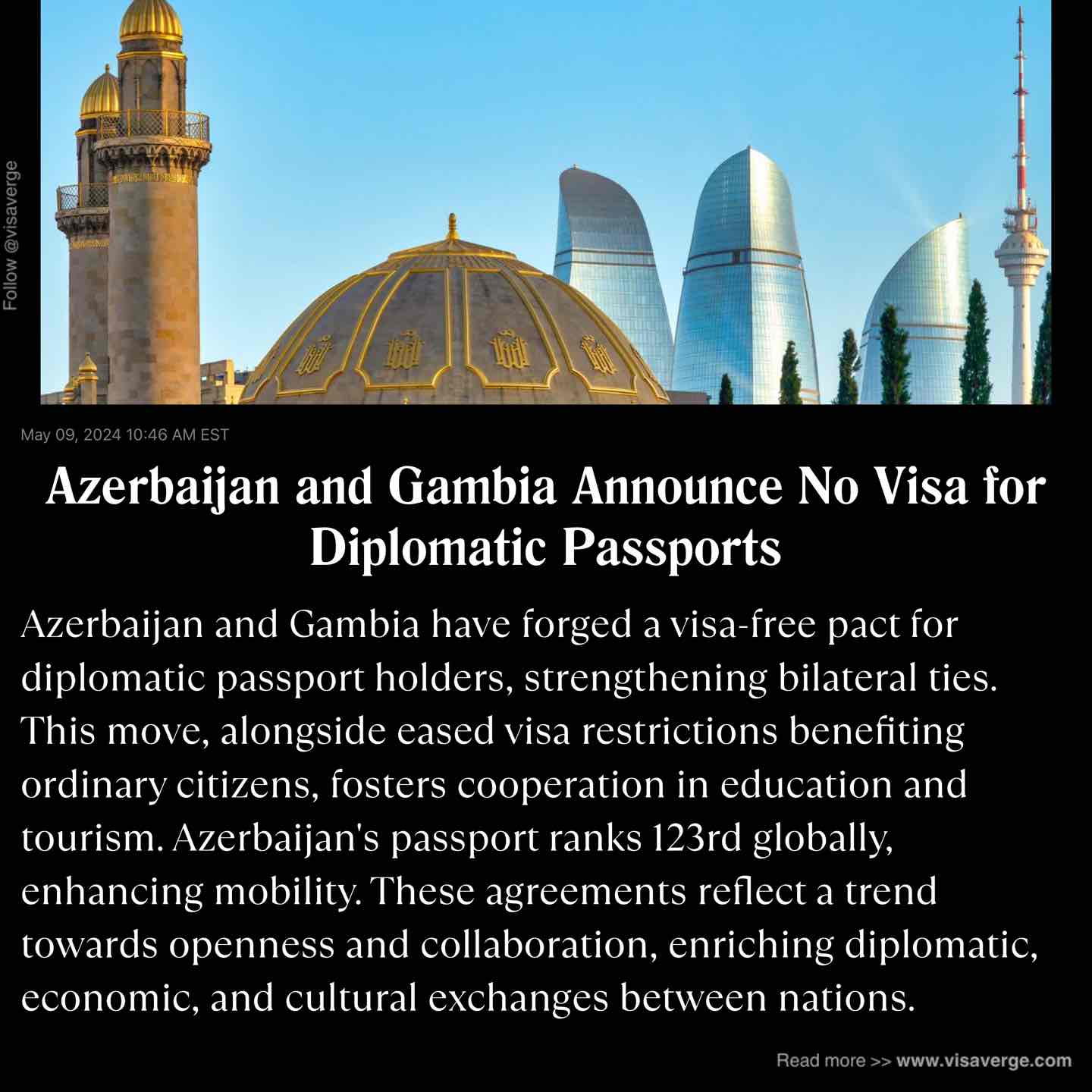 Azerbaijan and Gambia Announce No Visa for Diplomatic Passports Azerbaijan and Gambia Announce No Visa for Diplomatic Passports