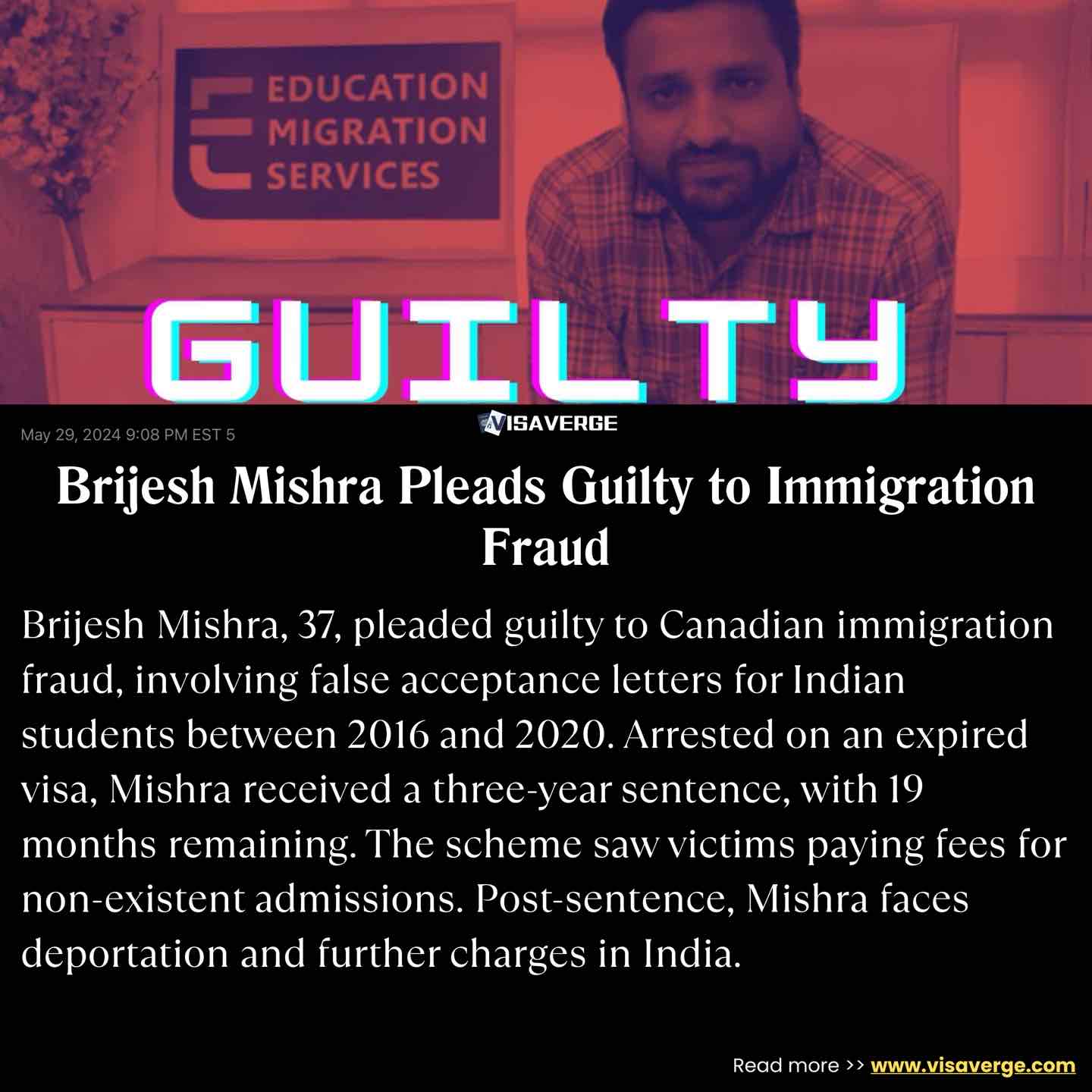 Brijesh Mishra Pleads Guilty to Immigration Fraud Brijesh Mishra Pleads Guilty to Immigration Fraud