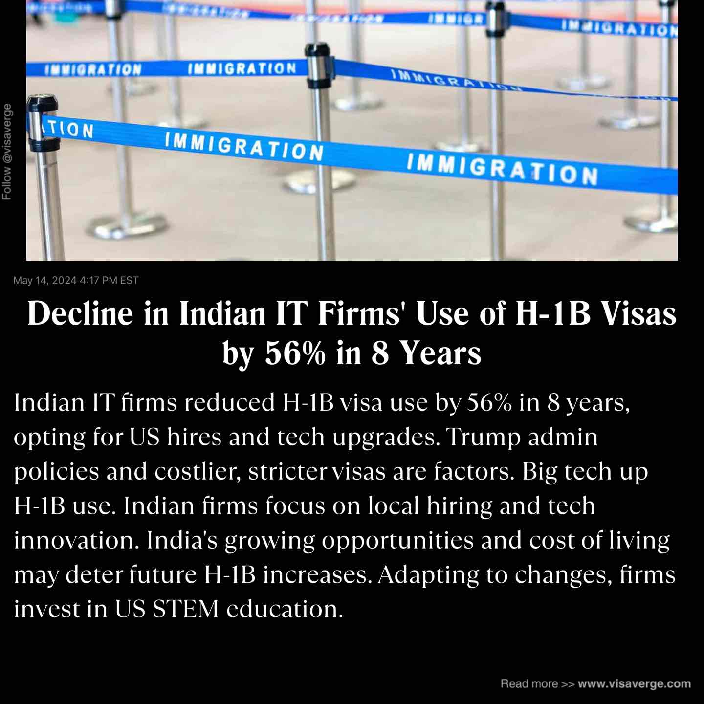 Decline in Indian IT Firms' Use of H-1B Visas by 56% in 8 Years Decline in Indian IT Firms' Use of H-1B Visas by 56% in 8 Years