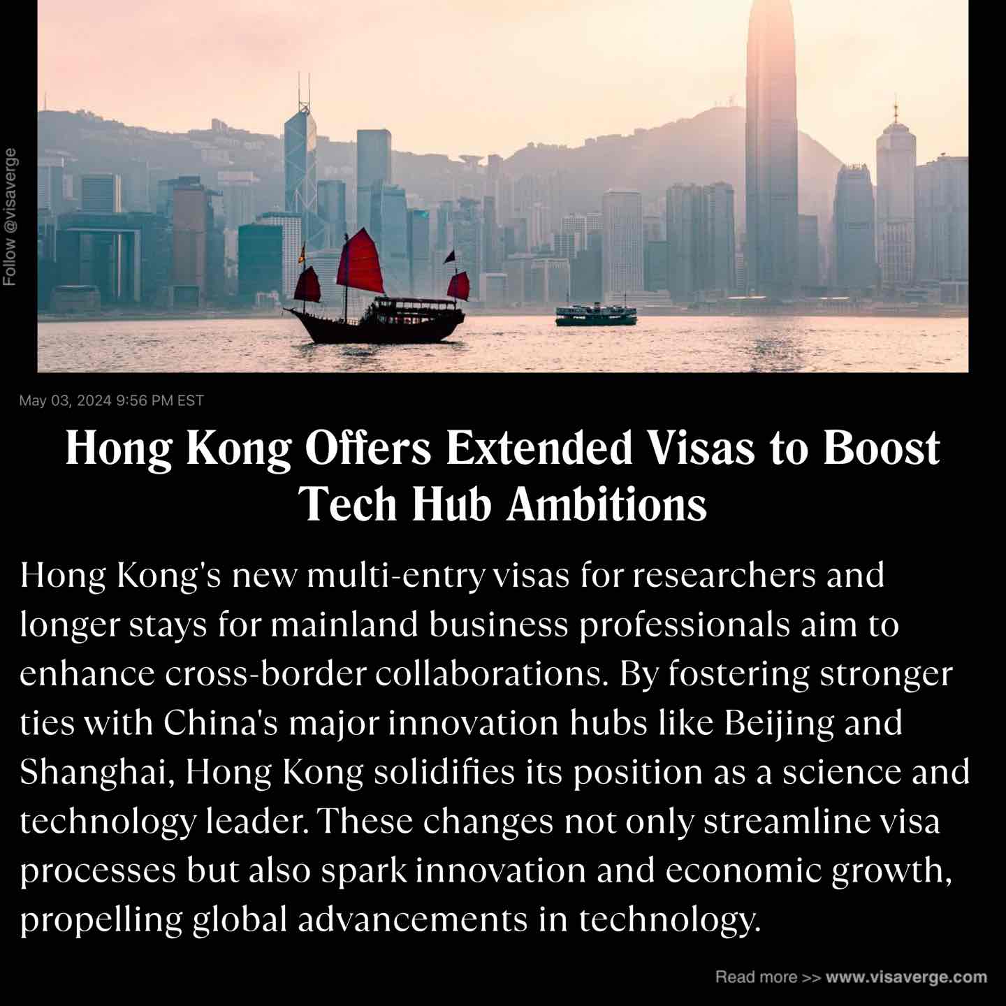 Hong Kong Offers Extended Visas to Boost Tech Hub Ambitions