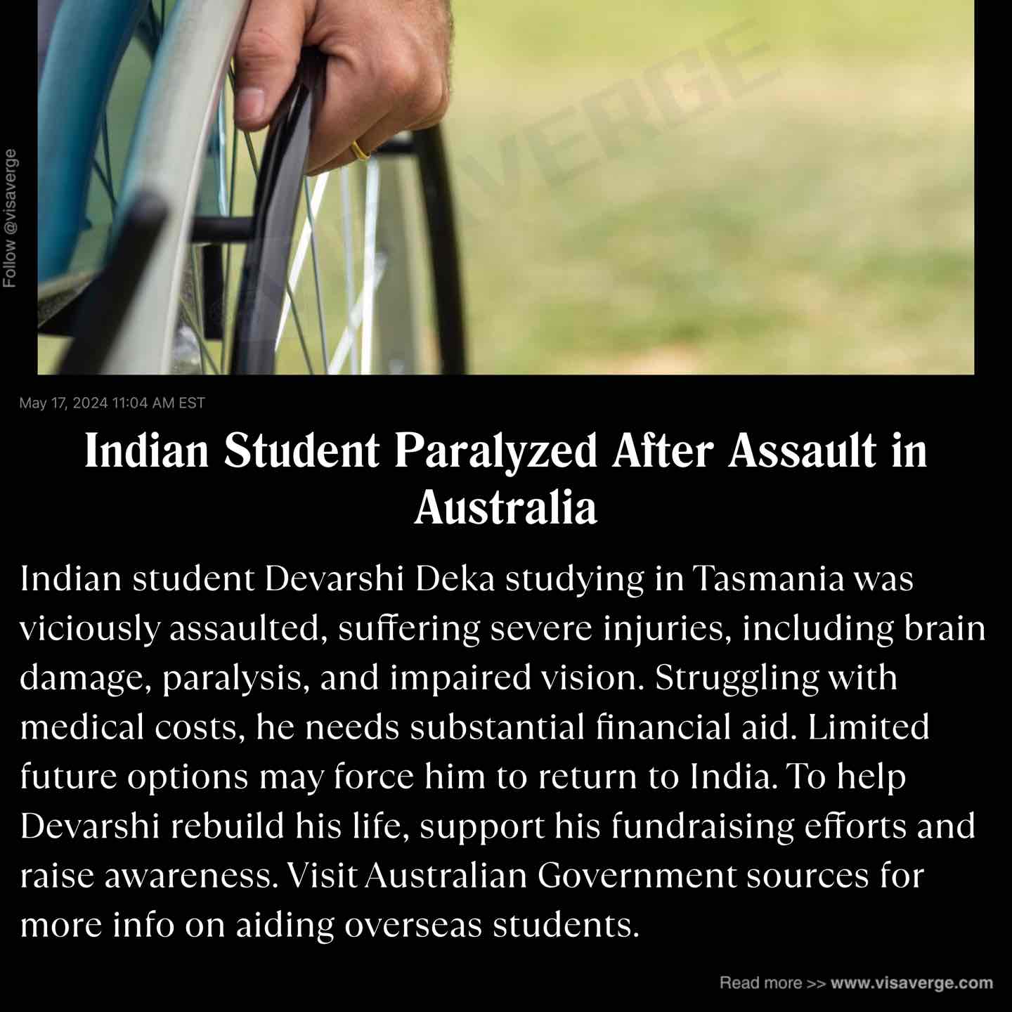 Indian Student Paralyzed After Assault in Australia Indian Student Paralyzed After Assault in Australia