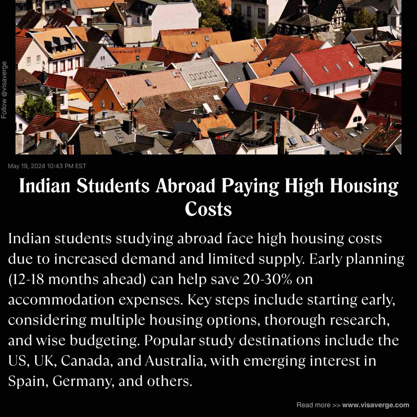 Indian Students Abroad Paying High Housing Costs