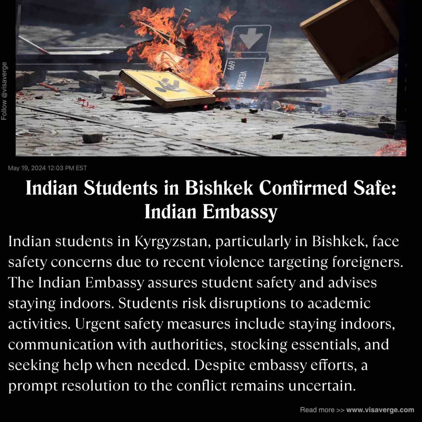 Indian Students in Bishkek Confirmed Safe: Indian Embassy Indian Students in Bishkek Confirmed Safe: Indian Embassy