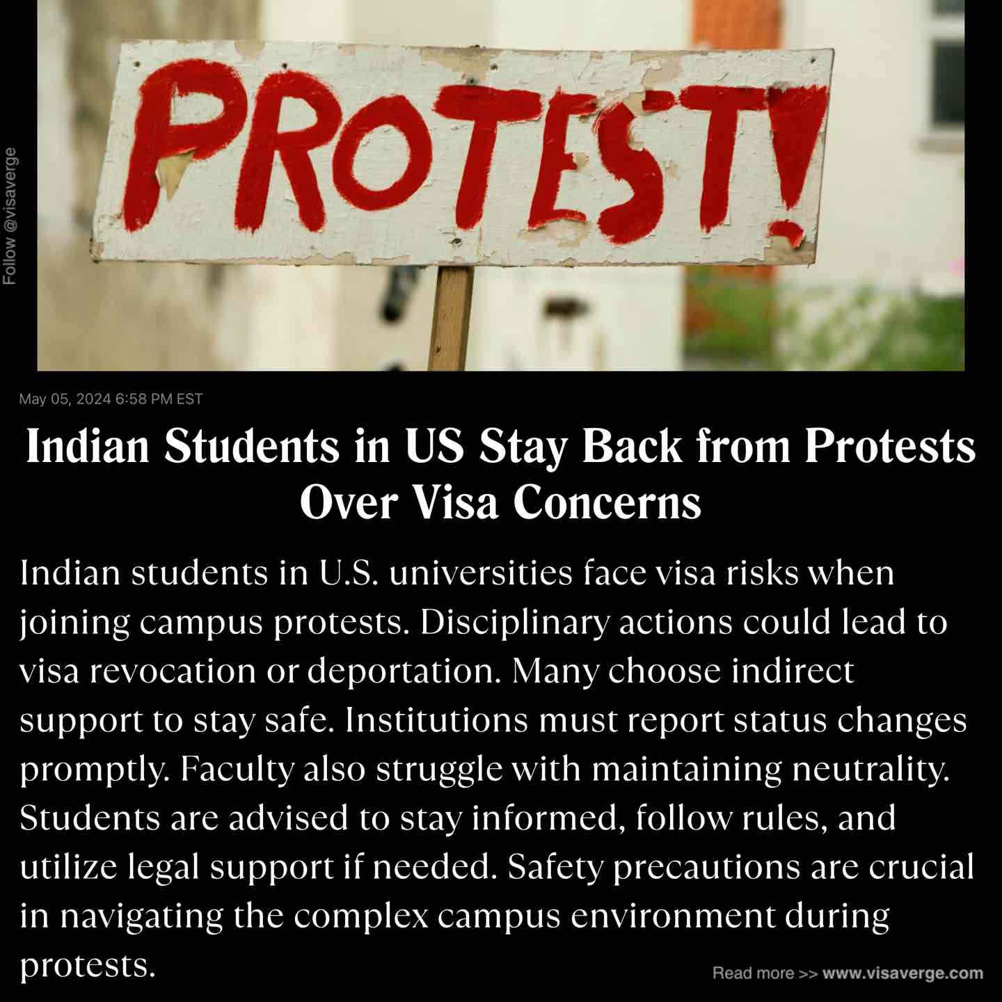 Indian Students in US Stay Back from Protests Over Visa Concerns