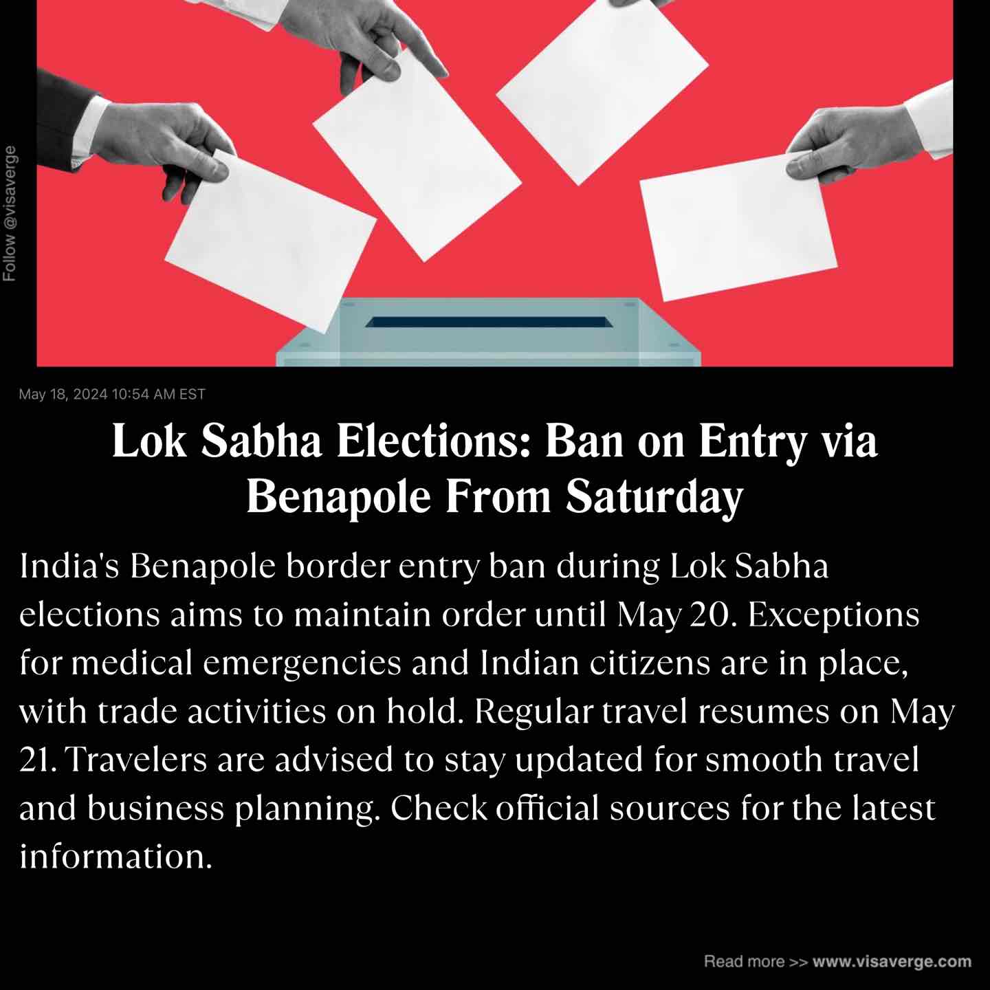 Lok Sabha Elections: Ban on Entry via Benapole From Saturday