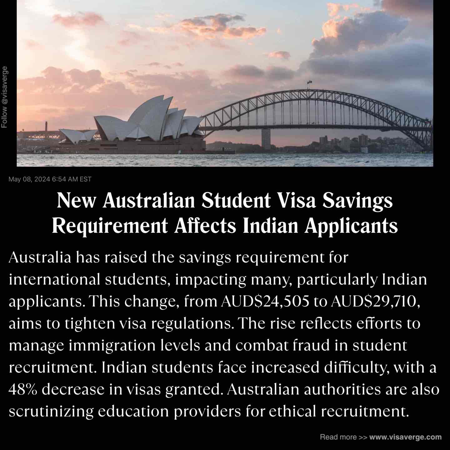 New Australian Student Visa Savings Requirement Affects Indian Applicants
