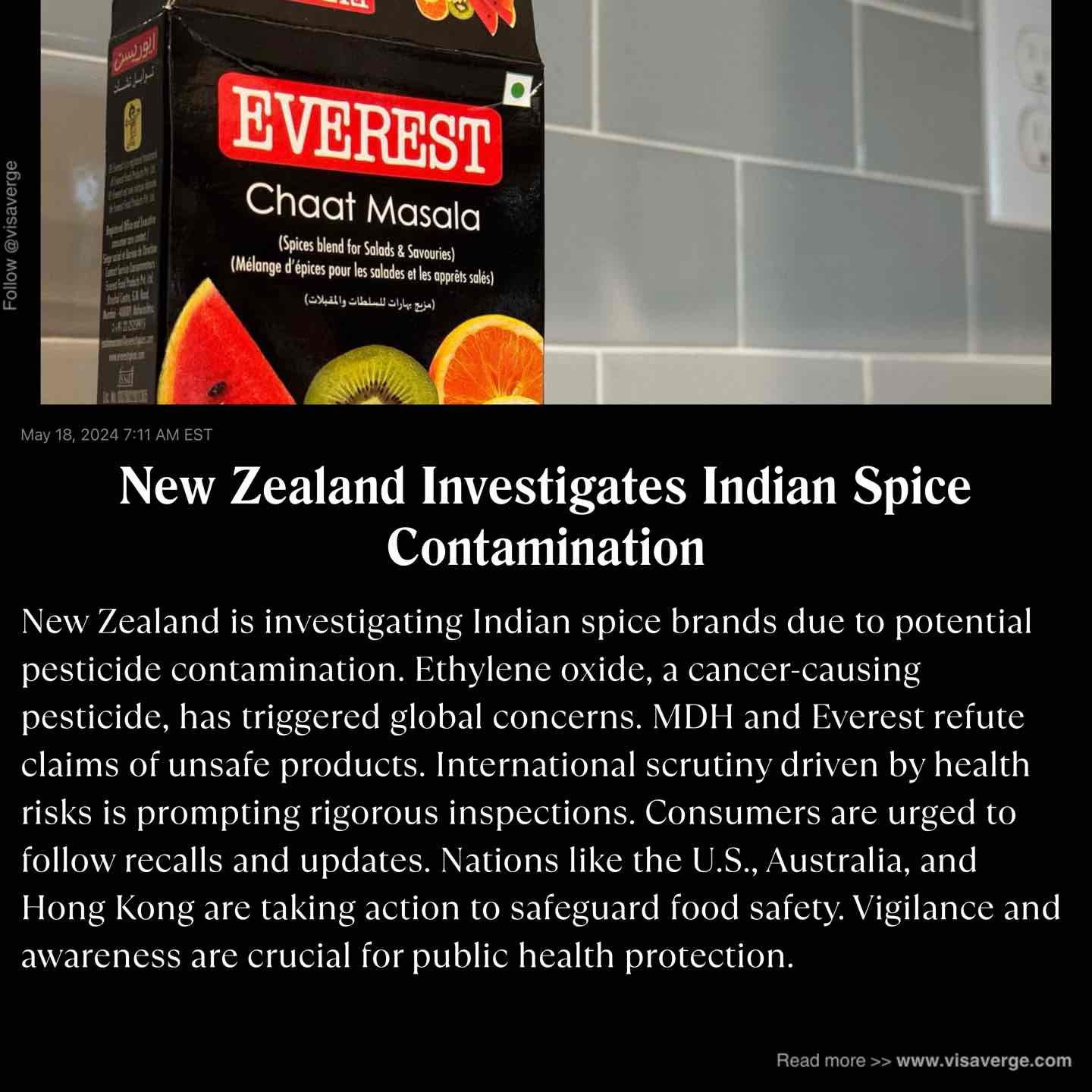 New Zealand Investigates Indian Spice Contamination