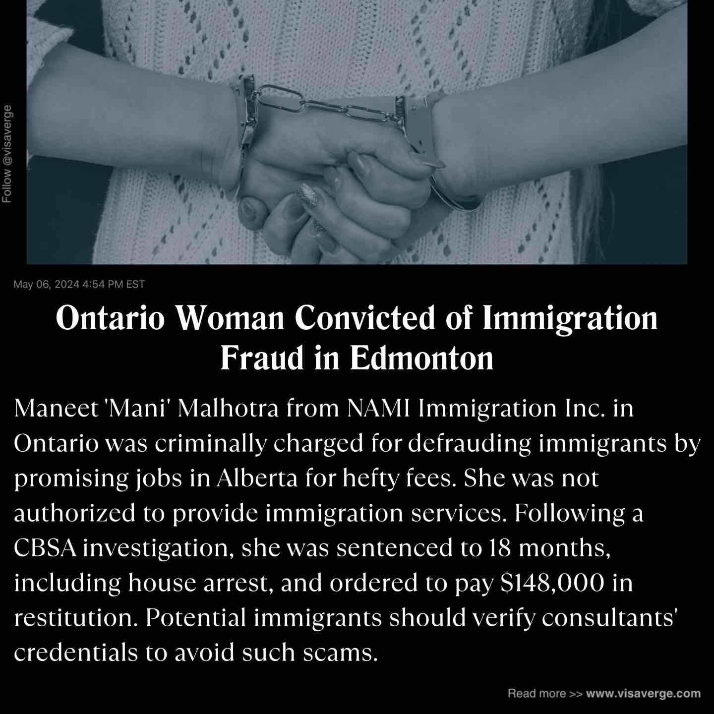 Ontario Woman Convicted of Immigration Fraud in Edmonton