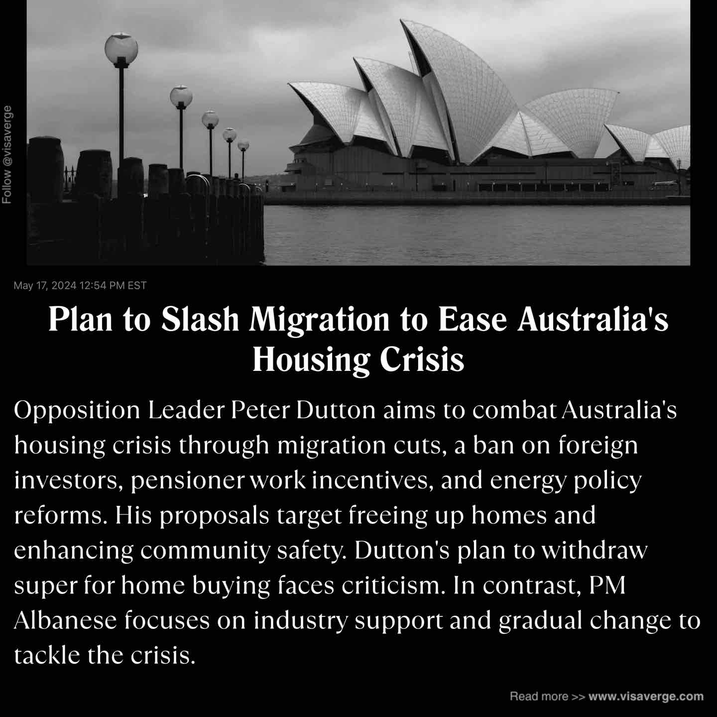 Plan to Slash Migration to Ease Australia's Housing Crisis
