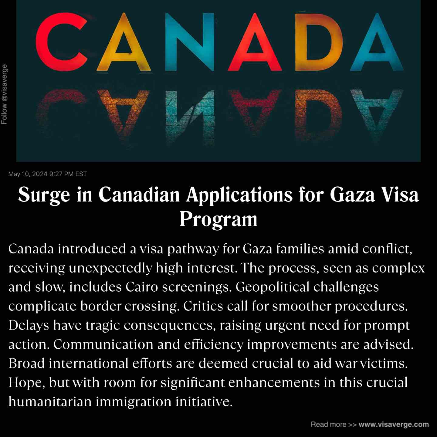 Surge in Canadian Applications for Gaza Visa Program
