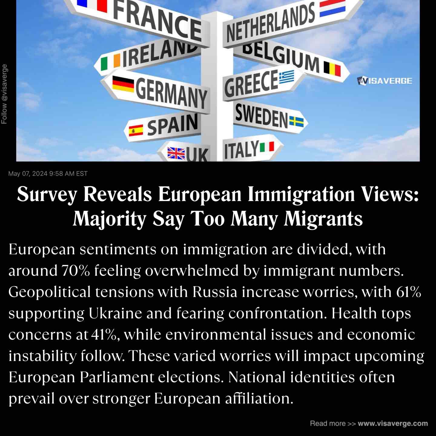 Survey Reveals European Immigration Views: Majority Say Too Many Migrants