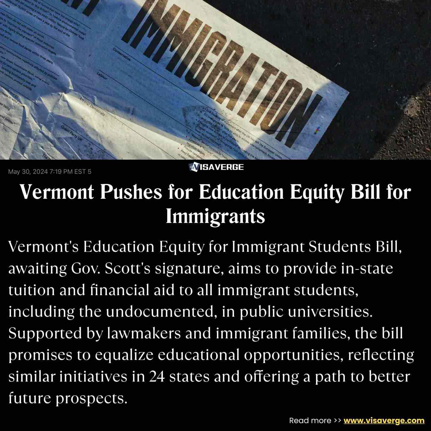 Vermont Pushes for Education Equity Bill for Immigrants Vermont Pushes for Education Equity Bill for Immigrants