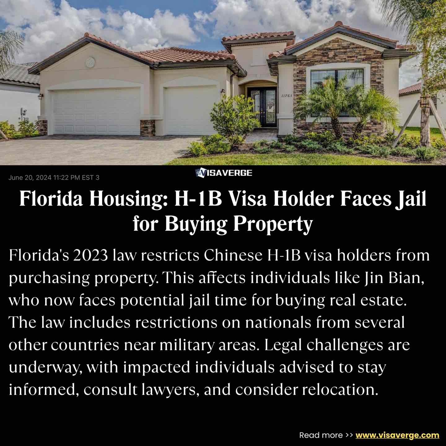 Vivienda en Florida: Titular de Visa H-1B Enfrenta Cárcel por Comprar Propiedad Vivienda en Florida: Titular de Visa H-1B Enfrenta Cárcel por Comprar Propiedad