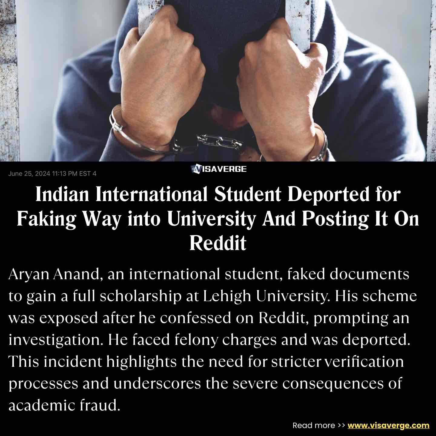 Indian International Student Deported for Faking Way into University And Posting It On Reddit Indian International Student Deported for Faking Way into University And Posting It On Reddit