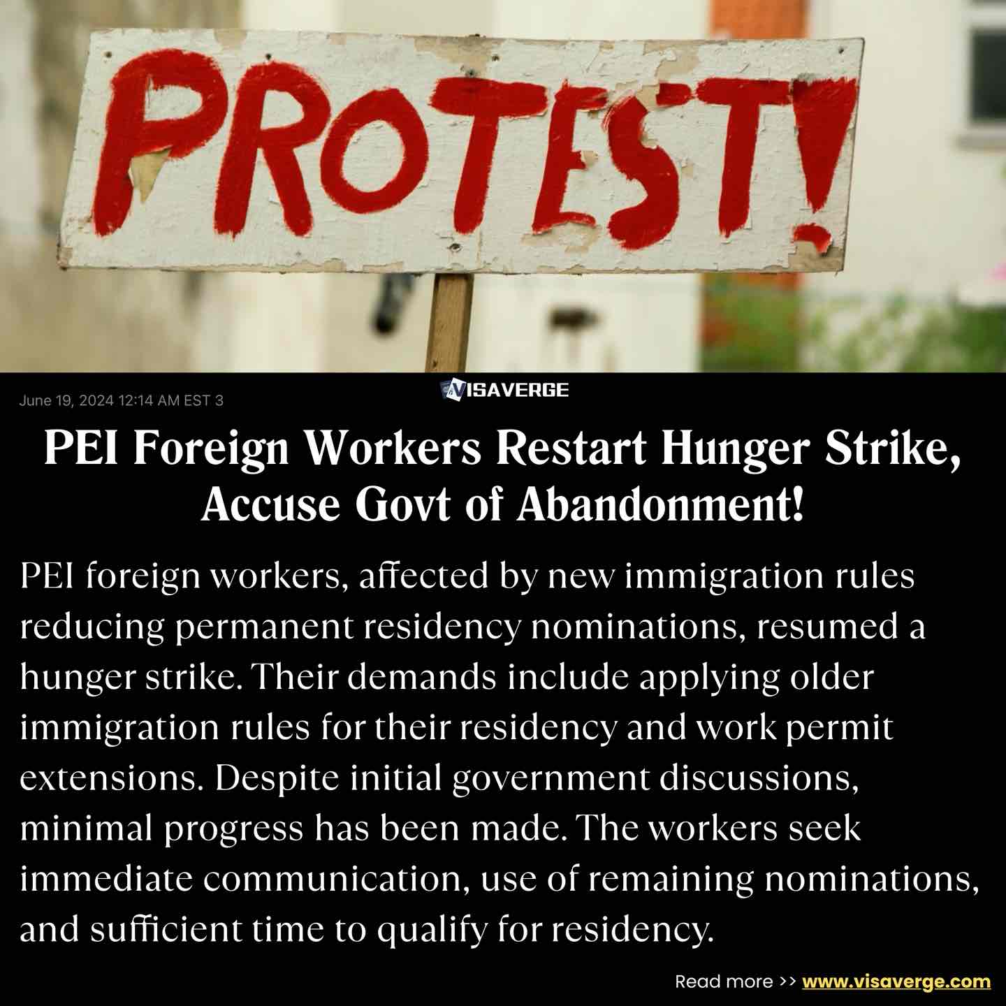 PEI Foreign Workers Restart Hunger Strike, Accuse Govt of Abandonment! PEI Foreign Workers Restart Hunger Strike, Accuse Govt of Abandonment!